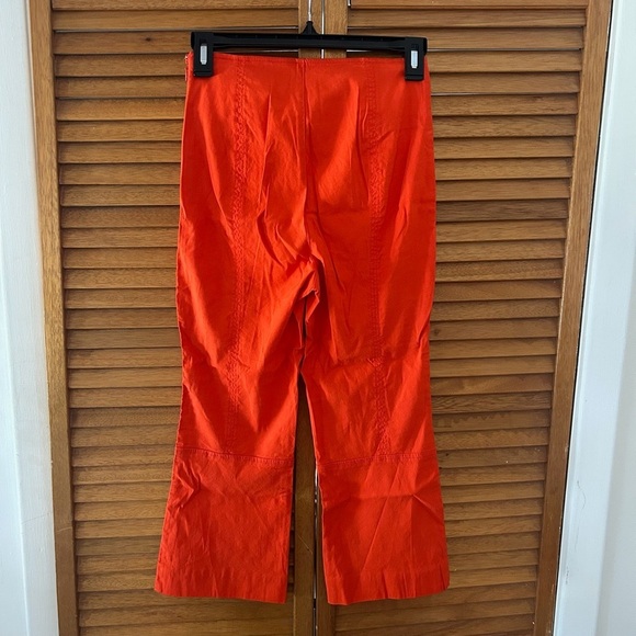 Maeve By Anthropologie Women’s Orange Cropped Linen Stretchy Pull-On Pants Sz 0 - Picture 4 of 6
